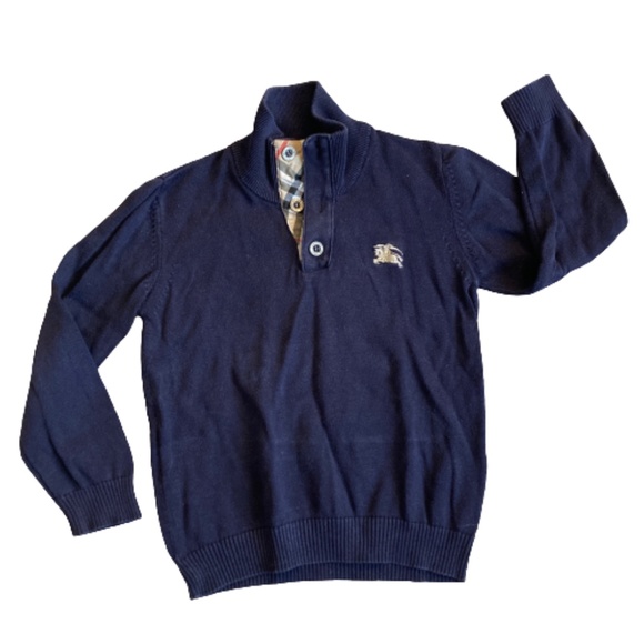 boys MOCK NECK pull over knit sweater long sleeve BLUE - Picture 1 of 6